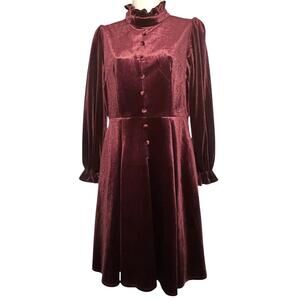 Gorgeous, Feiinvan Red Velvet Cottage Core, Whimsigoth Dress -Size Small